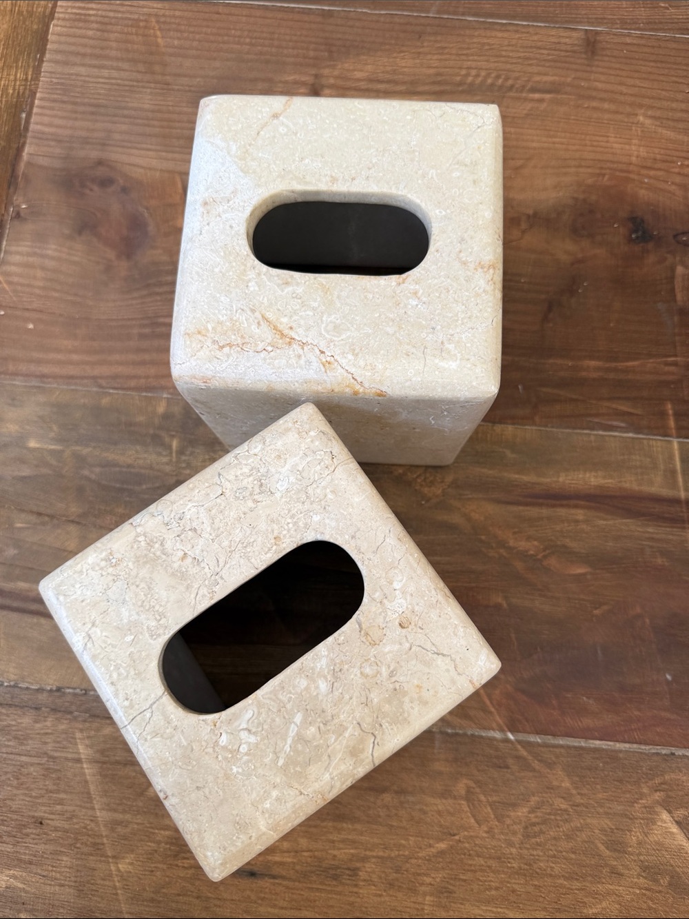 Stone Tissue Box Covers - Beige Marble Look